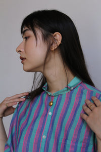 Striped Mock Collar Button-Down