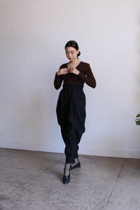 1970s Esprit De Corp Brown Knit Ballerina Blouse  