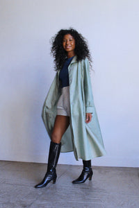 1970s Sage Green Nylon Trench Coat