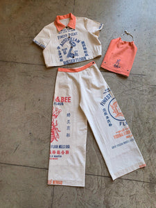 MADE TO ORDER: Kokuho Rose Crop Top & Trousers Set