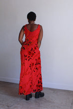 Load image into Gallery viewer, Red Rose Velvet Burnout Maxi Dress