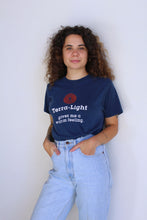 Load image into Gallery viewer, Vintage Terra-Light Gives Me a Warm Feeling Blue Tee