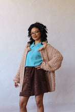 Load image into Gallery viewer, Vintage Chunky Hand Crocheted Pom Pom Cardigan Sweater