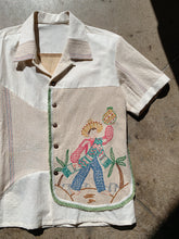 Load image into Gallery viewer, Peacock Embroidered Linen Fringe Shirt