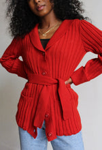 Load image into Gallery viewer, 1970s Red Ribbed Knit Cardigan