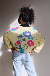 Yellow Floral Knit Sweater