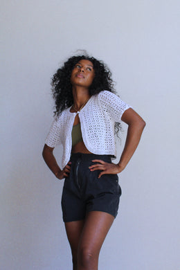 1990s White Crochet Cardigan