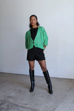 Load image into Gallery viewer, 1980s Green Striped Open Peplum Jacket