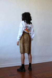1990s Jean Colonna Faux Leopard Print Pencil Skirt