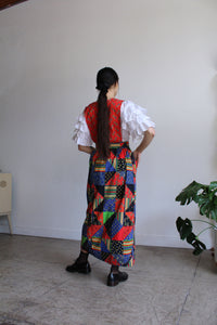 1970s Patchwork Pinafore Wrap Dress
