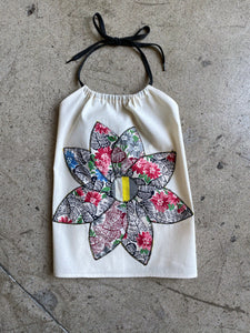 Feed Sack Flower Halter Top - XL