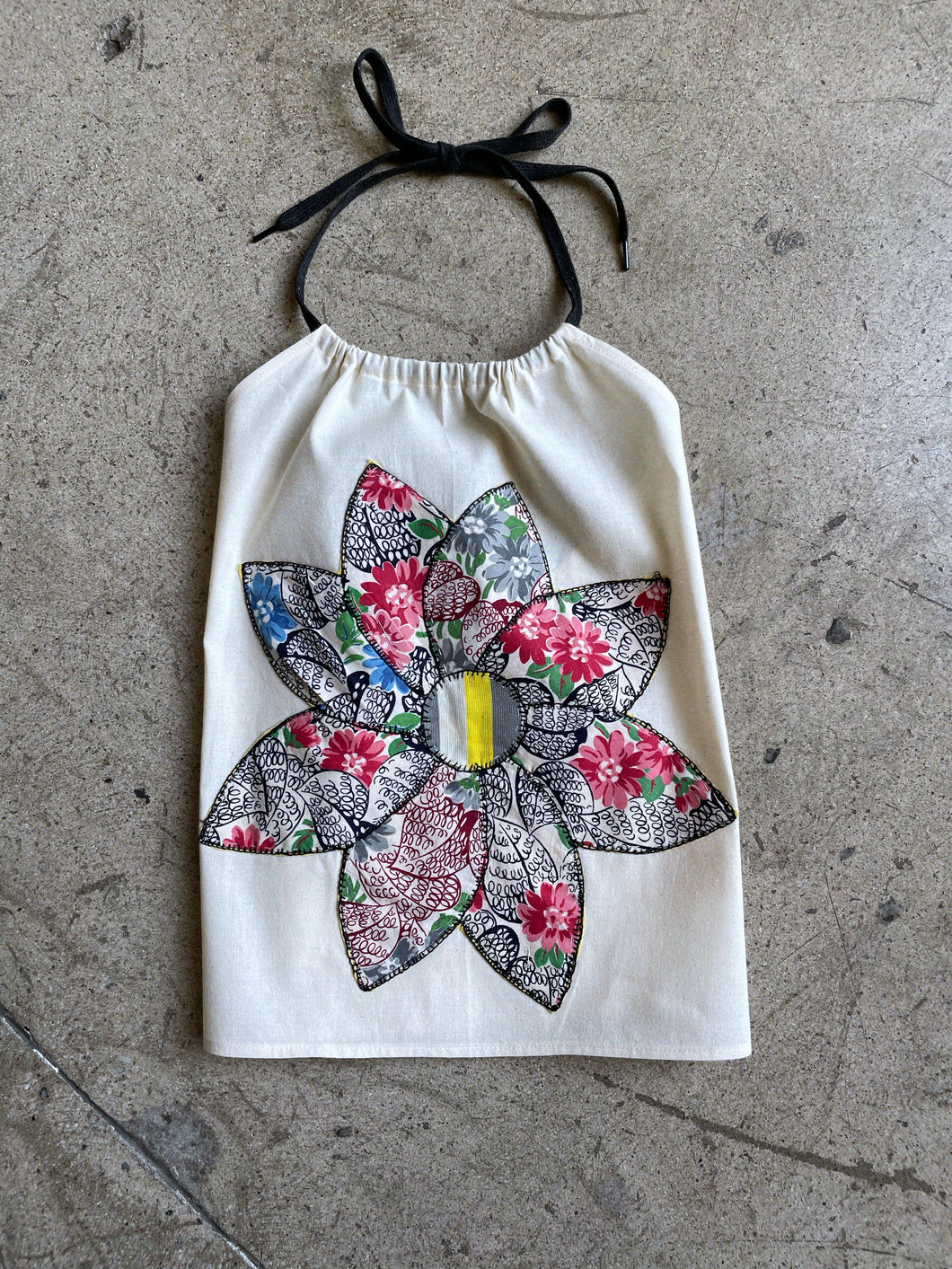 Feed Sack Flower Halter Top - XL