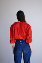 Load image into Gallery viewer, 1980s Red Polished Cotton Blouse