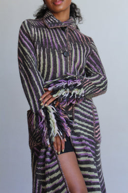 1990s Second Skin Wool Fringe Coat