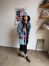 Load image into Gallery viewer, 1980s Hooded Patchwork Denim &amp; Suede Color Block Jacket