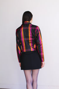 1980s Plaid Silk Cropped Jacket