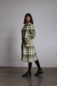 1960s Green Plaid Wool Coat