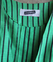 Load image into Gallery viewer, 1980s Green Striped Open Peplum Jacket