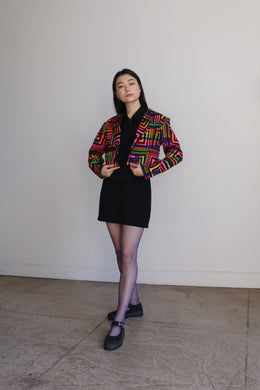 1980s Neon Op Art Cropped Jacket