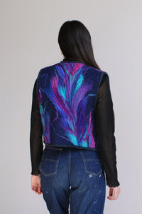 1970s Fibre Art Birds of Paradise Felted Wool Quilted Vest