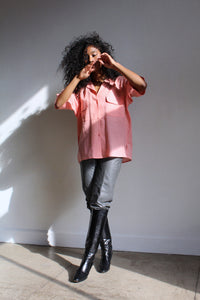 1980s Kenzo Peach Linen Blouse