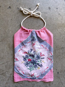 Hankie Halter Top Pink Gauze - Grey Bouquet | Large
