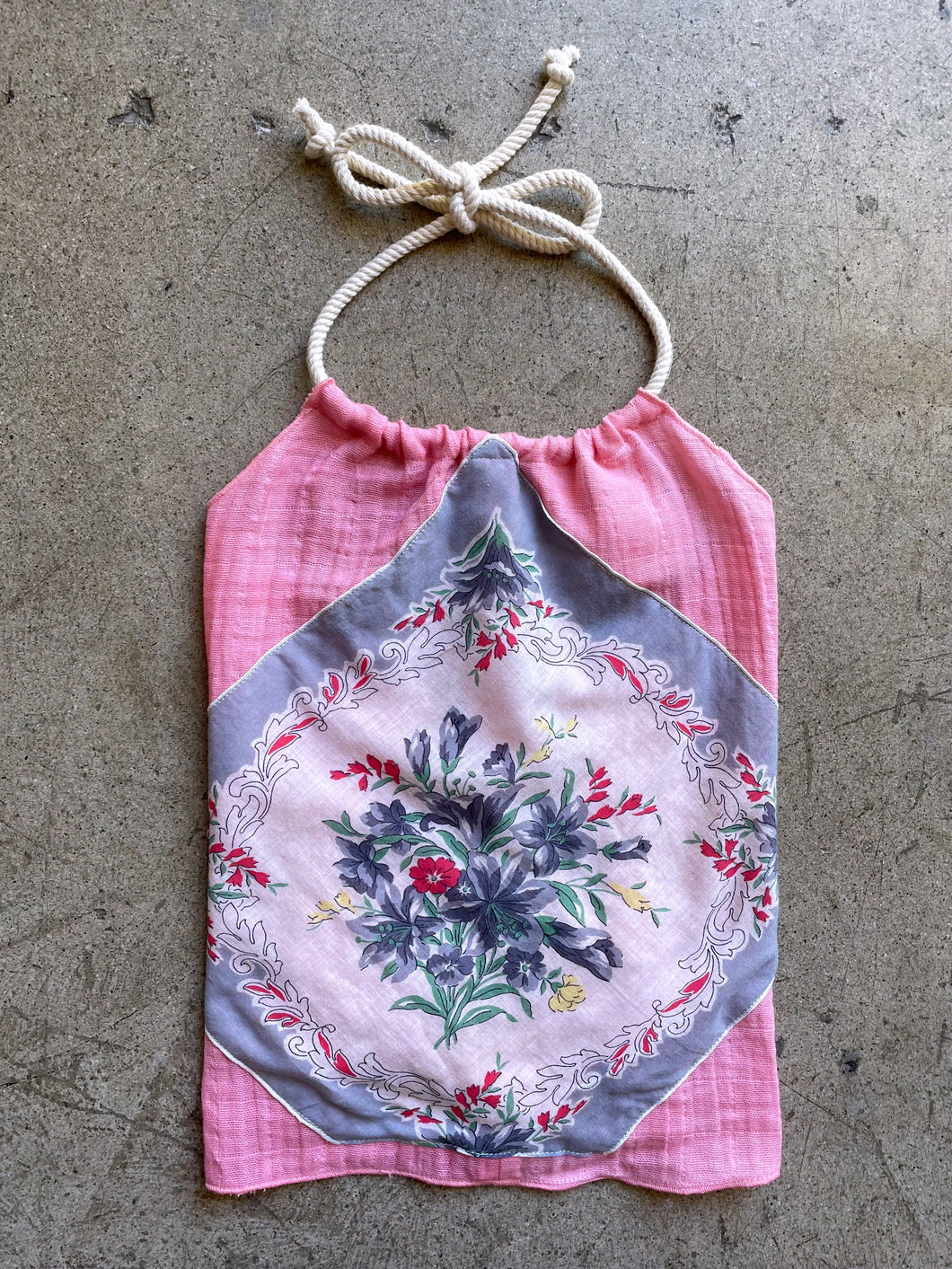 Hankie Halter Top Pink Gauze - Grey Bouquet | Large