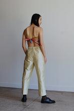 Load image into Gallery viewer, 90s Chartreuse Silk Plaid Trousers