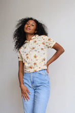 Load image into Gallery viewer, 1970s Poppy Print Hooded Zip Up Blouse