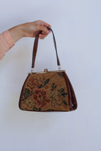 Load image into Gallery viewer, 1990s Beaded Floral Tapestry Faux Croc Handbag Purse
