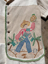 Load image into Gallery viewer, Peacock Embroidered Linen Fringe Shirt