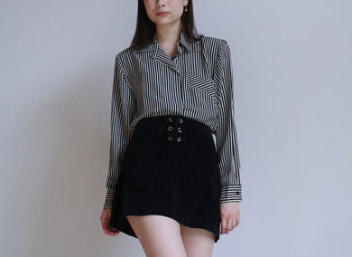 1980s B&W Striped Blouse