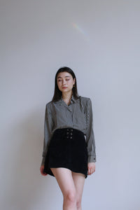 1990s Express Black Lace Up Mini Skirt