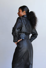 Load image into Gallery viewer, 1980s Puff Collar Black Leather Jacket