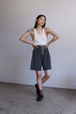 1980s Cotton Polka Dot Drawstring Shorts