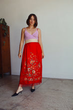 Load image into Gallery viewer, Antique Chinese Red Silk Embroidered Robe Skirt