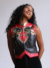 Load image into Gallery viewer, 1980s Leather Rhinestone Encrusted Vest