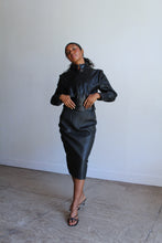 Load image into Gallery viewer, 1980s Puff Collar Black Leather Jacket