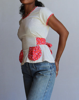 1970s Calico Scoop Neck Tee