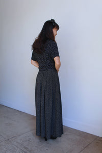 1980s Perry Ellis Black & White Silk Grid Skirt