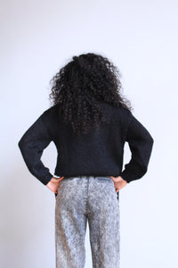 1980s Black Knit Crop Sweater