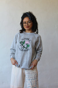 Flower of the Dragon Vintage Heather Grey Raglan Sweatshirt