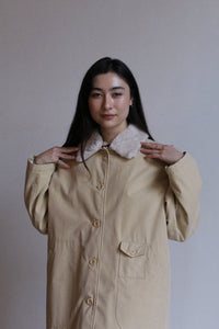 1970s Butter Yellow Faux Fur Mini Trench