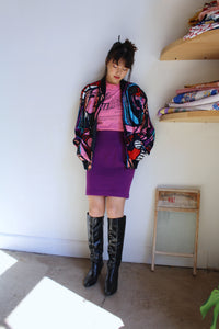 1980s Ladies Abstract Faces Bomber Jacket