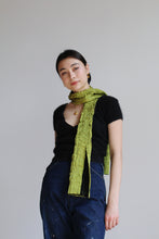 Load image into Gallery viewer, 1990s Chartreuse Black Silk Scarf