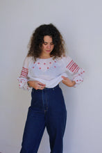 Load image into Gallery viewer, 1960s Cross Stitch Cotton Blouse