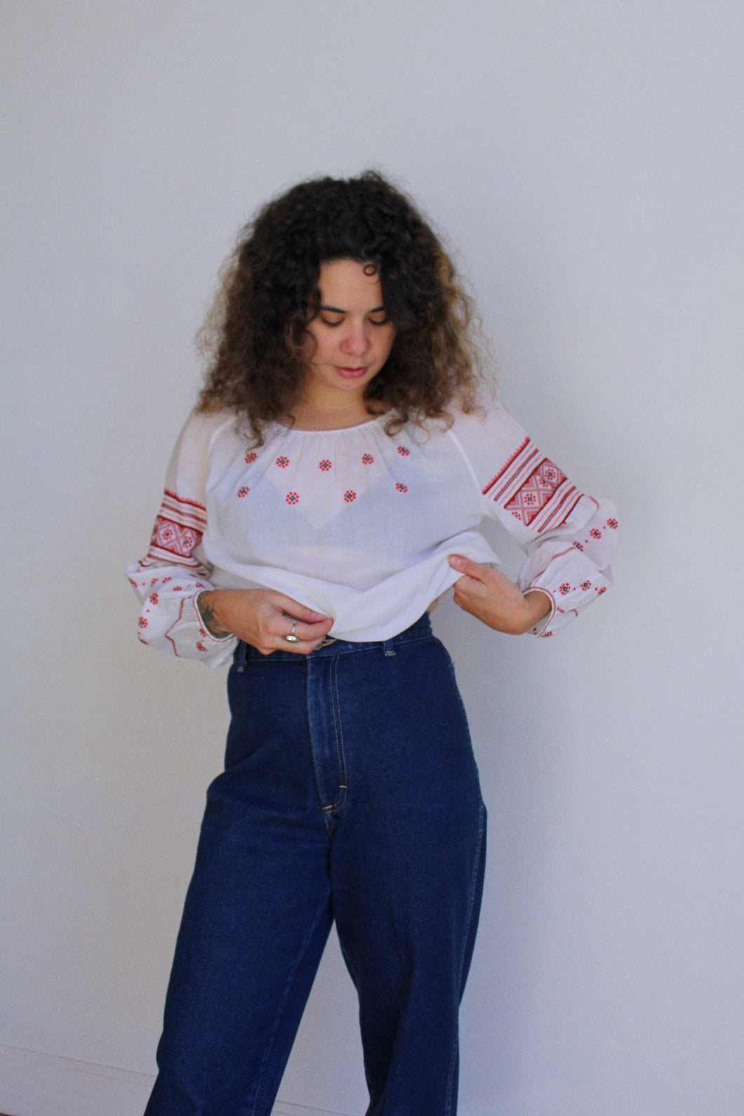 1960s Cross Stitch Cotton Blouse