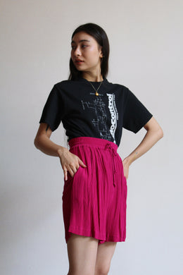 Fuchsia Pink Plisse Shorts
