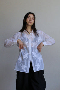 1980s Organza Appliqué Tunic Blouse