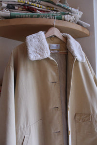 1970s Butter Yellow Faux Fur Mini Trench